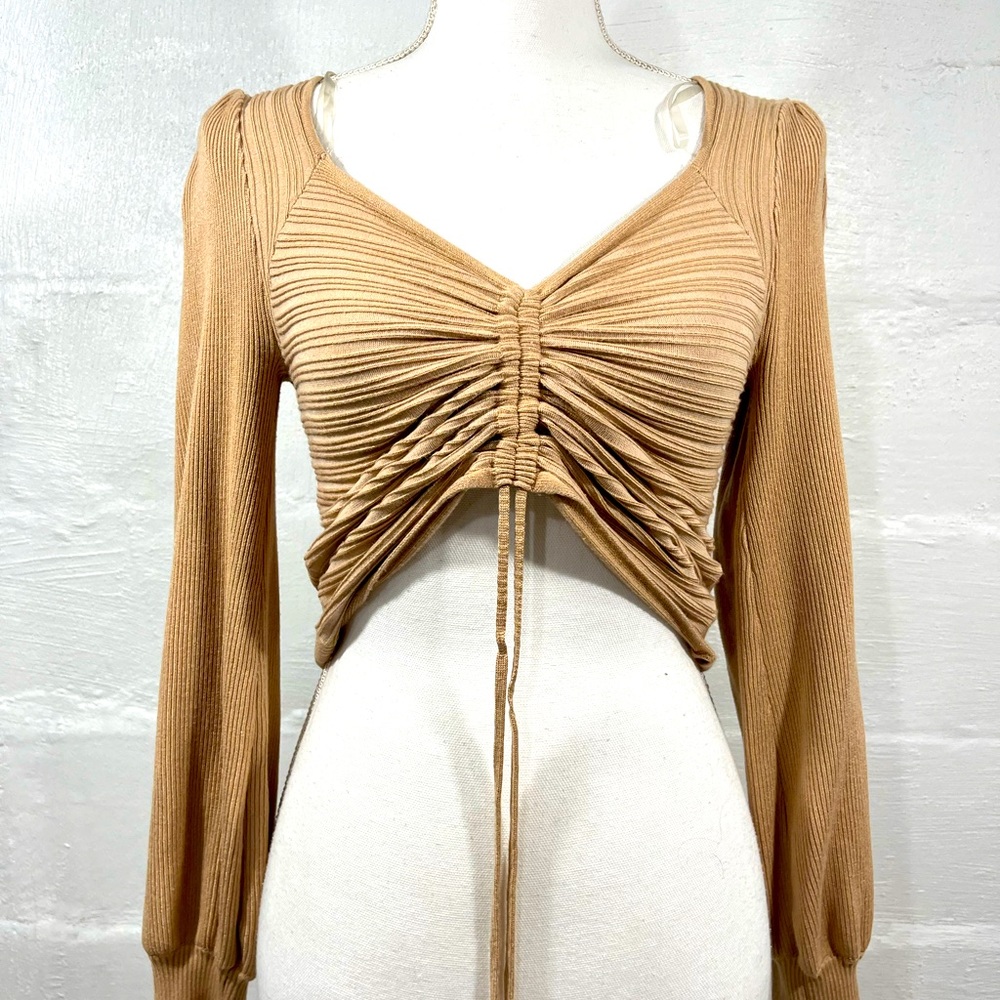 IT'S OUR TIME RUCHED FRONT RIBBED TOP (149)